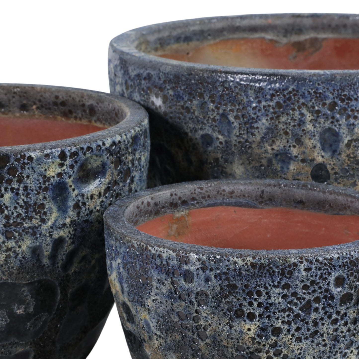 Sagebrook Home Set of 3 8/11/15" Lava Planters, Blue