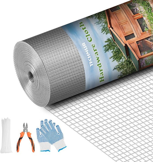 Hardware Cloth, 1/2 inch 48 in x 100 ft 19 Gauge Chicken Wire Fence Wire Mesh Roll for Chicken Coop Fences Garden Plant Supports Poultry Netting Cage Snake Fence