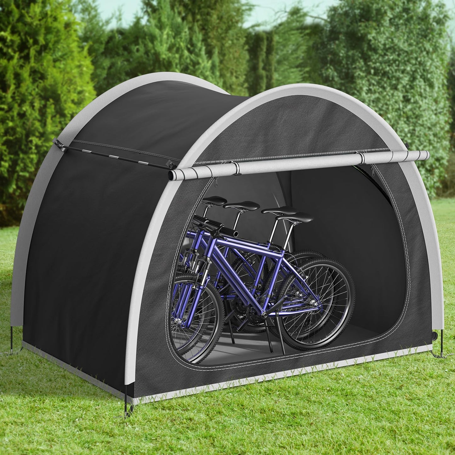 RAOOT Bike Storage Shed Tent, Oversized Storage Tent for 3-4 Bikes, Portable Foldable Garage/Garden Storage Tents, Waterproof Anti-uv Outdoor Bicycle Cover