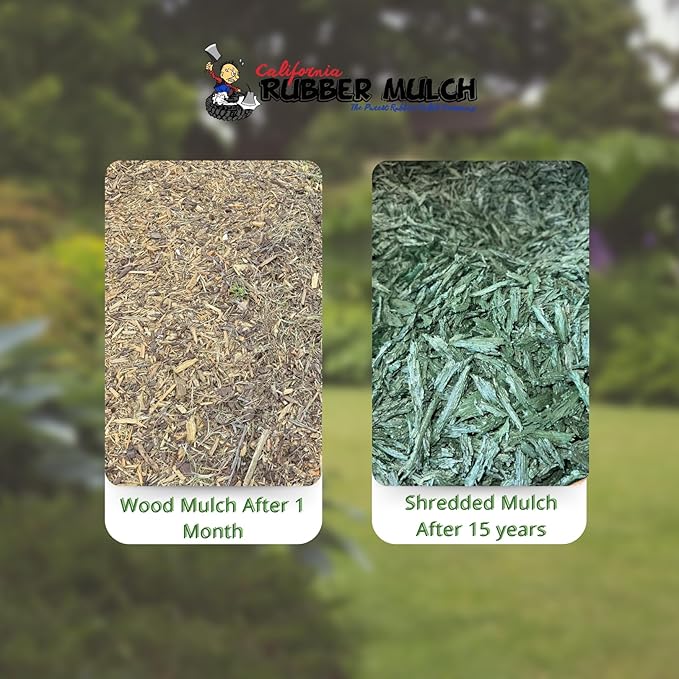 100% Wire-Free Shredded Rubber Mulch – Green – 20 lb (1.2 cu ft) – Long-Lasting, Low Maintenance, Safe for Kids & Pets – Ideal for Landscaping & Playgrounds