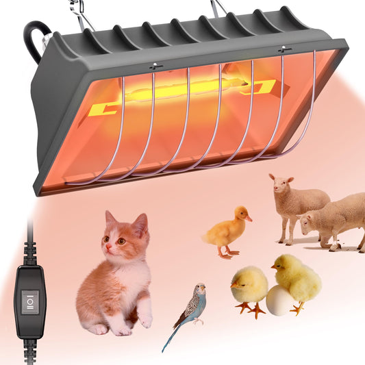 Chicken Brooder Heater Lamp 175W Brooder Heating Plate for Chicks Hanging Light Heated Adjustable Temp & Height with Anti-Fall Aluminum Alloy Lamp Shade Suitable for Chickens, Ducks, Poultry (grey)