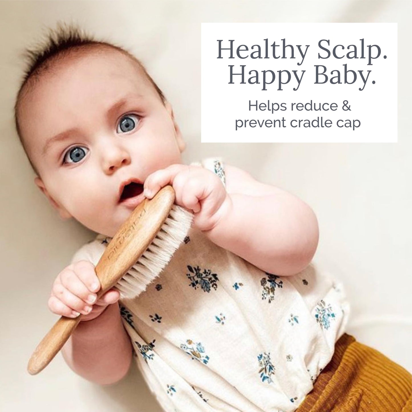 Natemia Baby Hair Brush - 1 Piece Oval, Brown - Wooden Handle & Soft Goat Bristles for Gentle Grooming & Scalp Massage - Newborn & Toddler Hair Brush for Cradle Cap Care