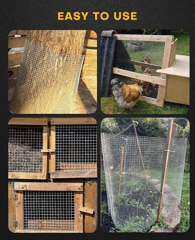 1/2 inch 60'' x 50' Hardware Cloth Square Openings - 19 Gauge Hot-Dip Galvanized Wire Mesh, Welded Cage Wire Rolls Great for Animal Enclosure Chicken Coop Flower Beds Rabbits Wire Fencing