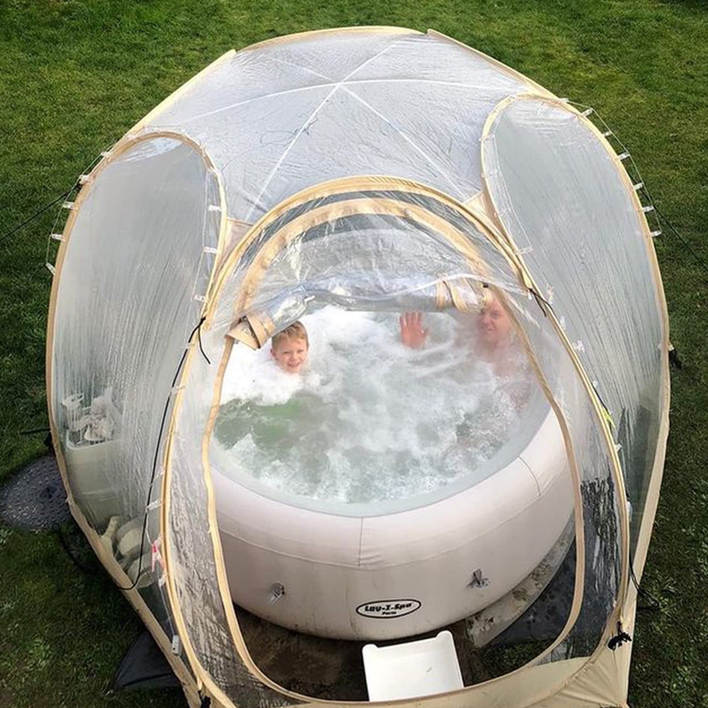 Alvantor 10' x 10' Pop Up Bubble Tent - Instant Igloo Tent for 4-6 People - Weatherproof Screen House - Cold Protection Camping Shelter - Beige
