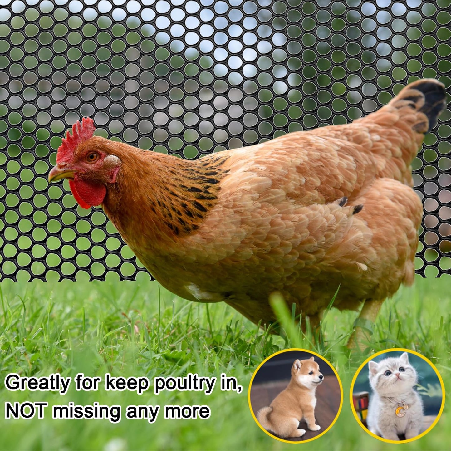 Chicken Wire Fencing Mesh Plastic with Zip Ties, 1.3×10FT Garden Netting for Moss Poles, Plastic Chicken Wire for Poultry Rabbit Fencing,Crafts,DIY - Black