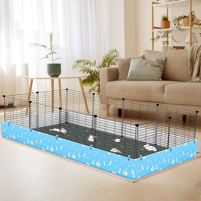 Guinea Pig Cage Liner, Reusable Guinea Pig Bedding Washable Absorbent Pee Pads for Dogs Kitten Rabbit Chinchilla Hamster, Leakproof & Anti Slip (2, C&C 2*4, 28"x56")