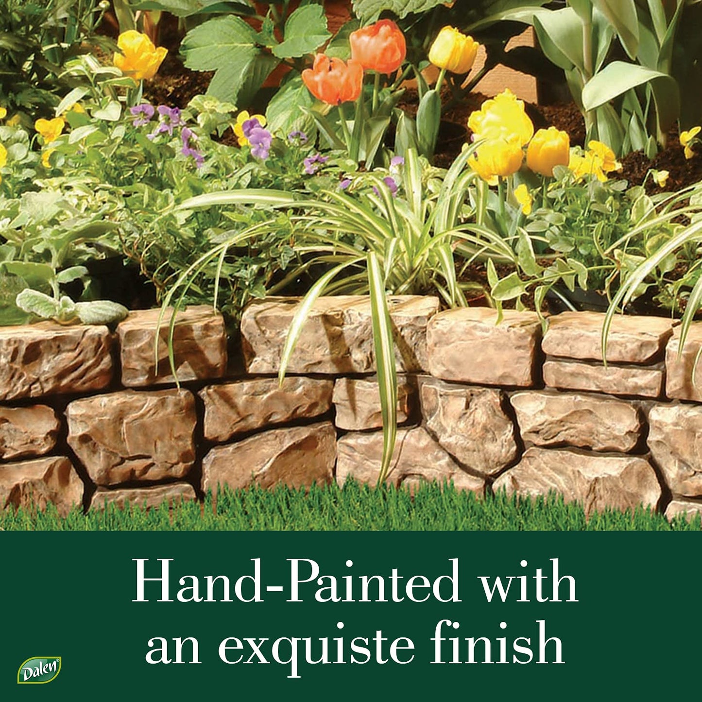 Gardeneer by Dalen Stone Wall Border Landscape Edging – 6 Inch Garden Hand Painted Easy DIY Installation for Landscaping Lightweight Realistic Design (Sandstone) 4 Pack (E4-104X)