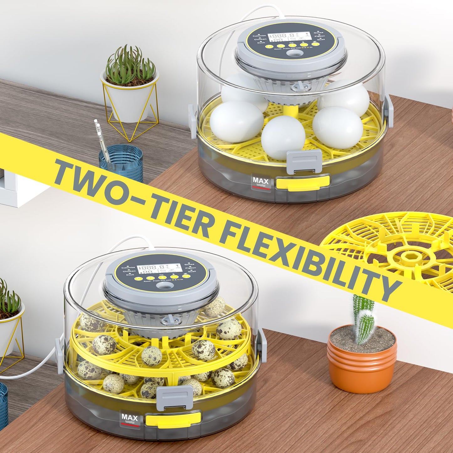 Incubators for Hatching Eggs with Automatic Egg Turner, Temperature Humidity Control, Egg Candler, Large Water Tank, 5 Preset Hatching Modes for Chicken Duck Goose Quail Pigeon Eggs-12 Capacity