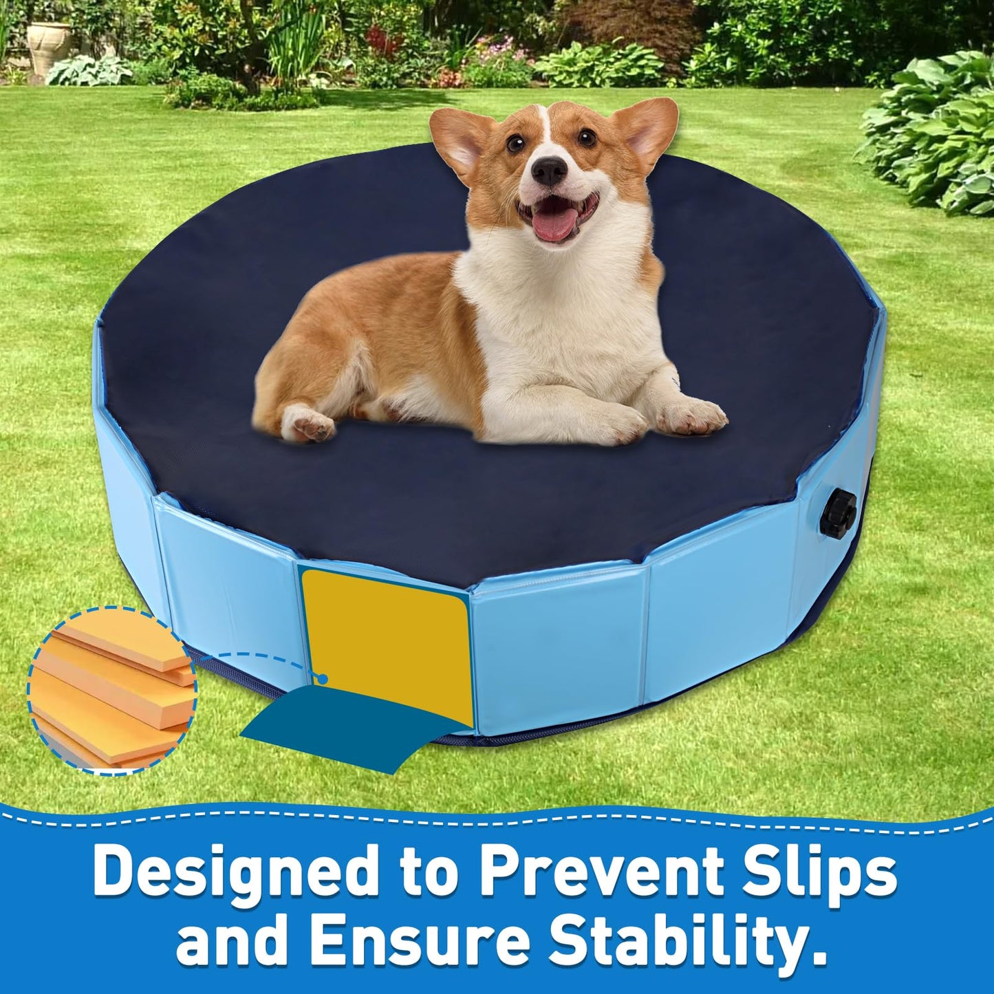 Hdnbsp Foldable Duck Pool, Portable Hard Plastic Duck Pond Tub, Collapsible Duck Pools for Pet Ducks, Dogs and Cats – Indoor & Outdoor Use, Hard Shell, Easy to Clean and Store