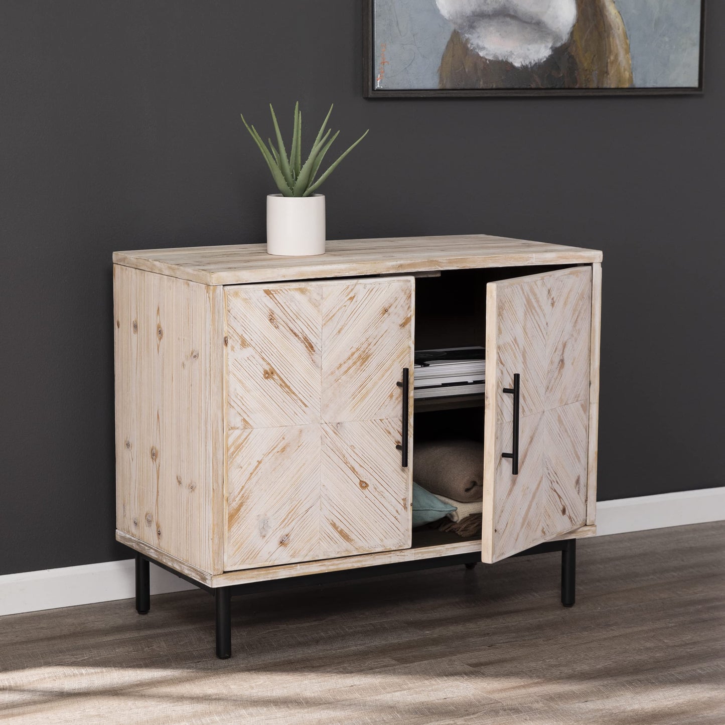 SEI Furniture Eslanton Farmhouse Anywhere Cabinet, Whitewashed