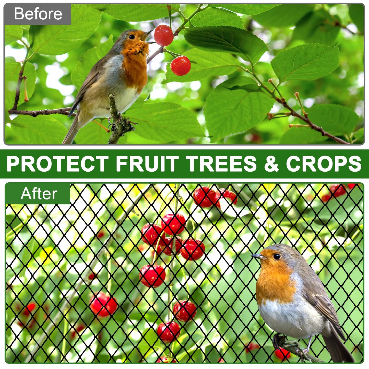 Bird Netting - 100’ x 100’ Poultry Netting with 1” Square Mesh for Chicken Coop, Bird Netting for Garden Protection, Heavy Duty Nylon Garden Mesh Netting for Fruit Tree Against Aviary, Deer, Squirrel