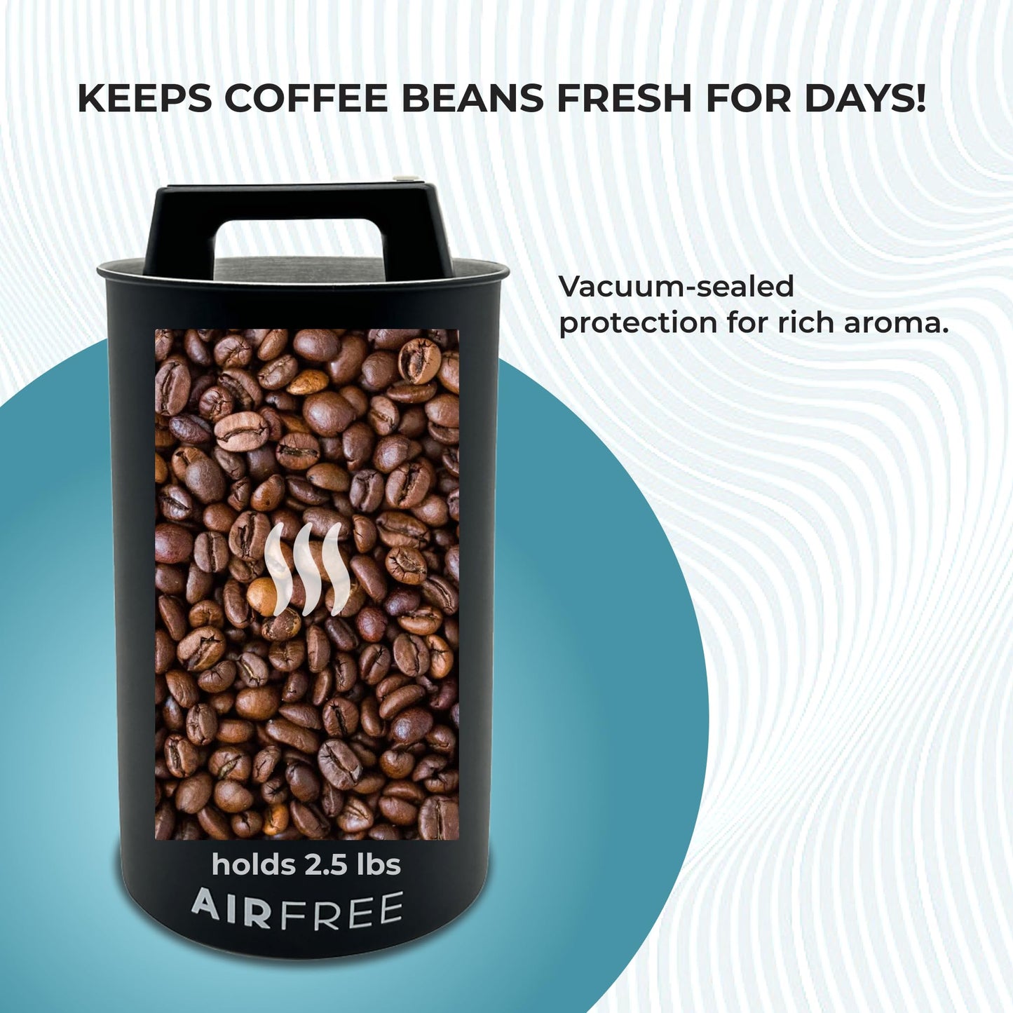 Skywin Metal Canister with Seal Lid, Black Coffee Canister, Coffee Container, Coffee Bean Storage, Vacuum Coffee Canister, Push Out Excess Air Preserve Food Freshness