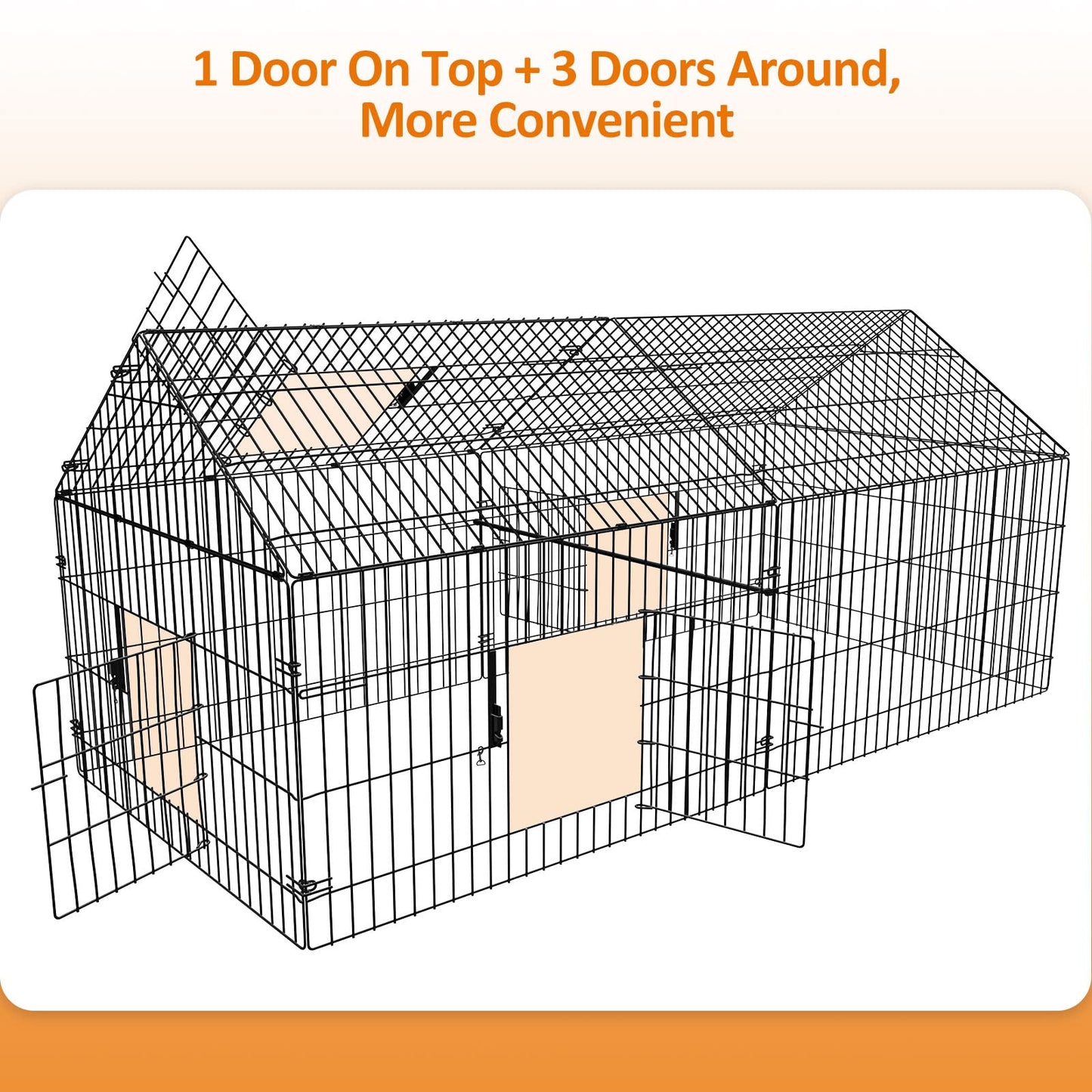 INJOPEXI Metal Chicken Coop 86"×40"×39" Chicken Runs for Yard with Cover Chicken Playpen Enclosure Chicken Pen Kennel Duck CoopCage for Outdoor Backyard Farm Rabbit Small Animal Dog Poultry Cat Hutch