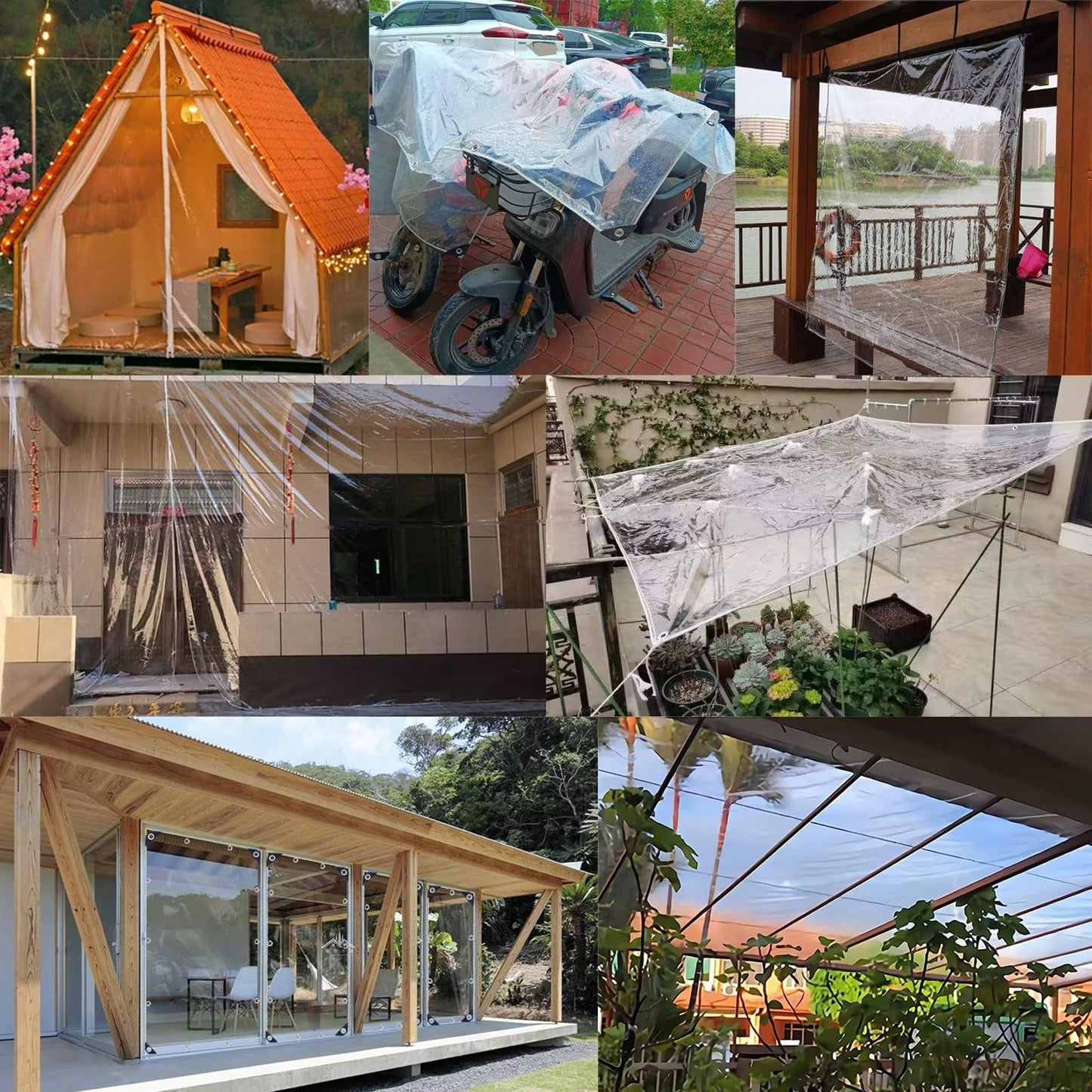 Clear Tarps Heavy Duty PVC, Transparent Tarp Durable Waterproof Dustproof Windproof, Tarpaulin with Grommets & Ropes for Greenhouse, Patio, Garden, Pavilion, Chicken, Porch, Outdoor(12' x 20')