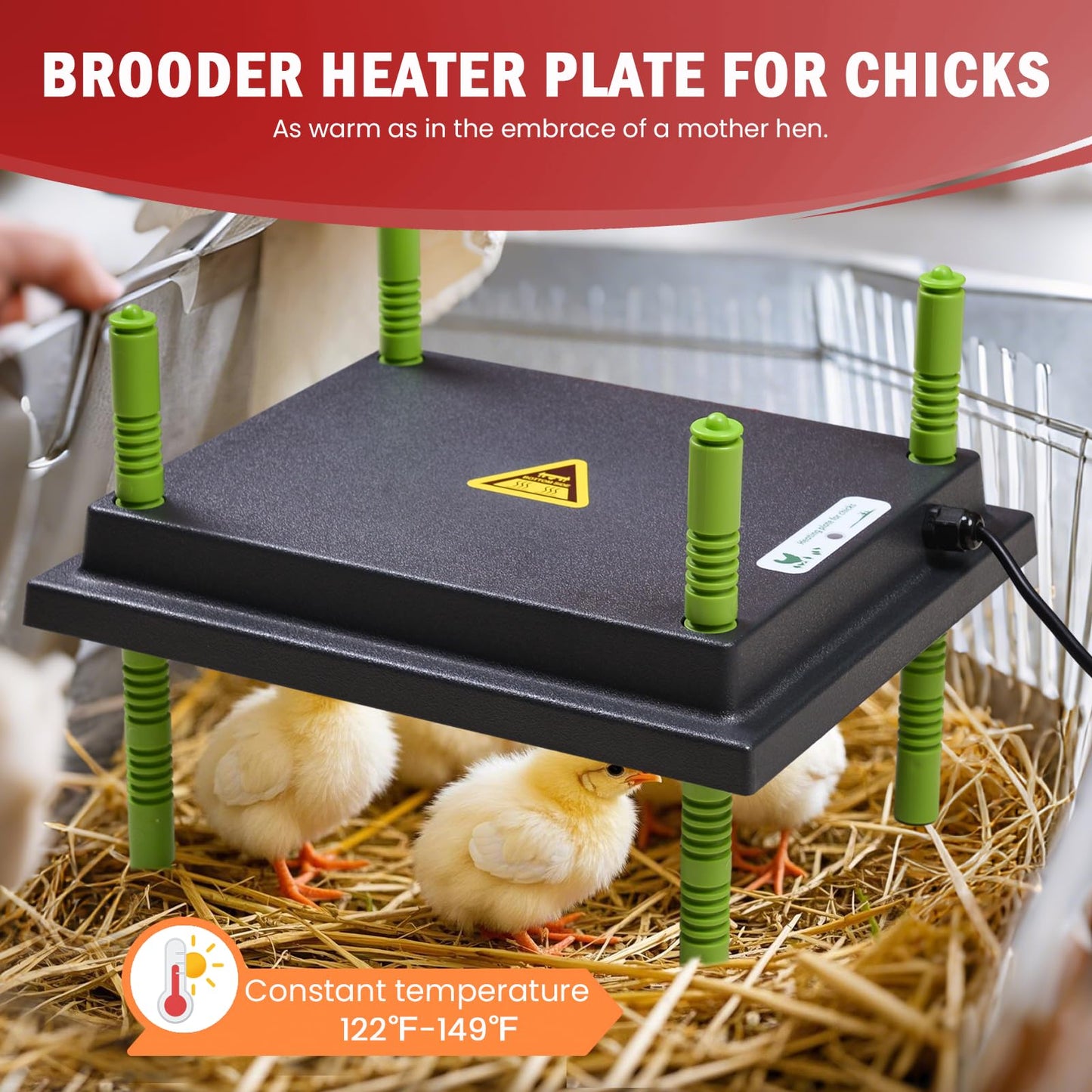 Tetuga Chicken Brooder Box for Chick Starter Kit - 10 * 12inch Brooder Heating Plate Chick Brooder Pen/Baby Chicken Brooder Box 4-in-1 Bundles with Chicken Feeder, Waterer (Brooder Set)