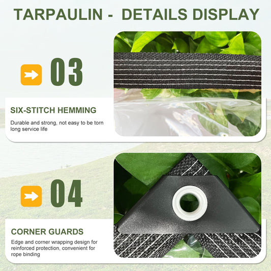 Clear Tarp with Grommets 10x20ft Clear Tarps Heavy Duty Waterproof 14 Mil Thickened PVC Tear-Resistant Reinforced Edges Clear Plastic Vinyl Tarp for Patio Chicken Coop Cover Greenhouse Plant Enclosure