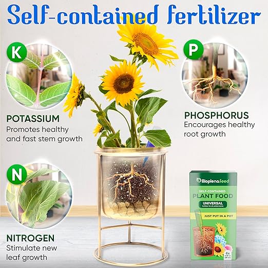 Easy Use Plant Food (6-Pack) | No-Mix Liquid Fertilizer Spikes for Indoor Plants & Flowers | Self-Feeds for 15 Days | Bloom Booster for All Houseplants | Made in The USA
