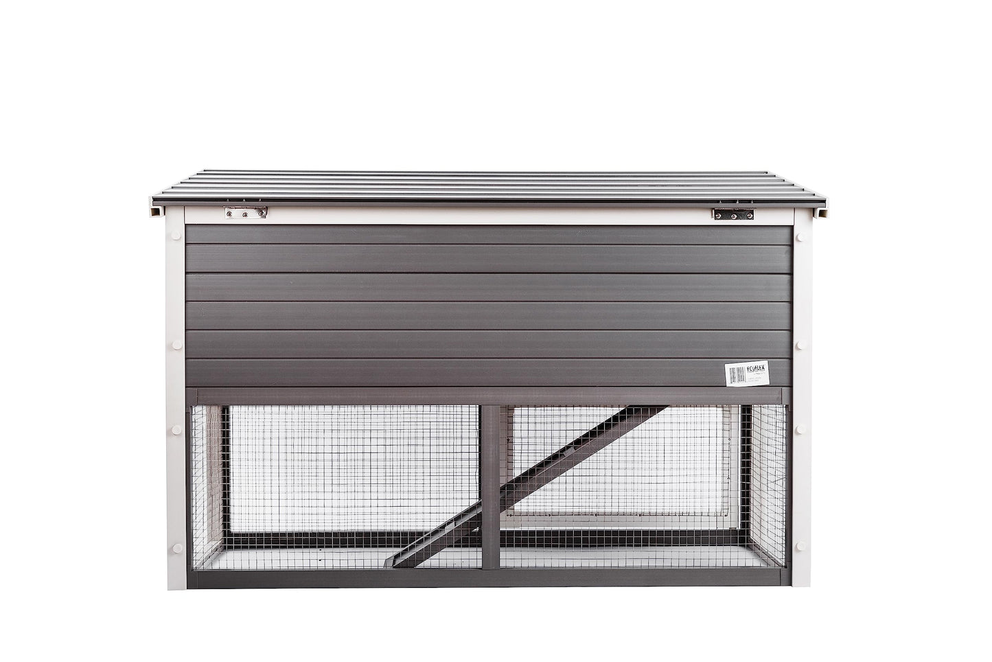 New Age Pet ECOFLEX Columbia Rabbit Hutch - Grey, Dual-Level with Denning Space, Easy Assembly, Moisture & Odor Resistant