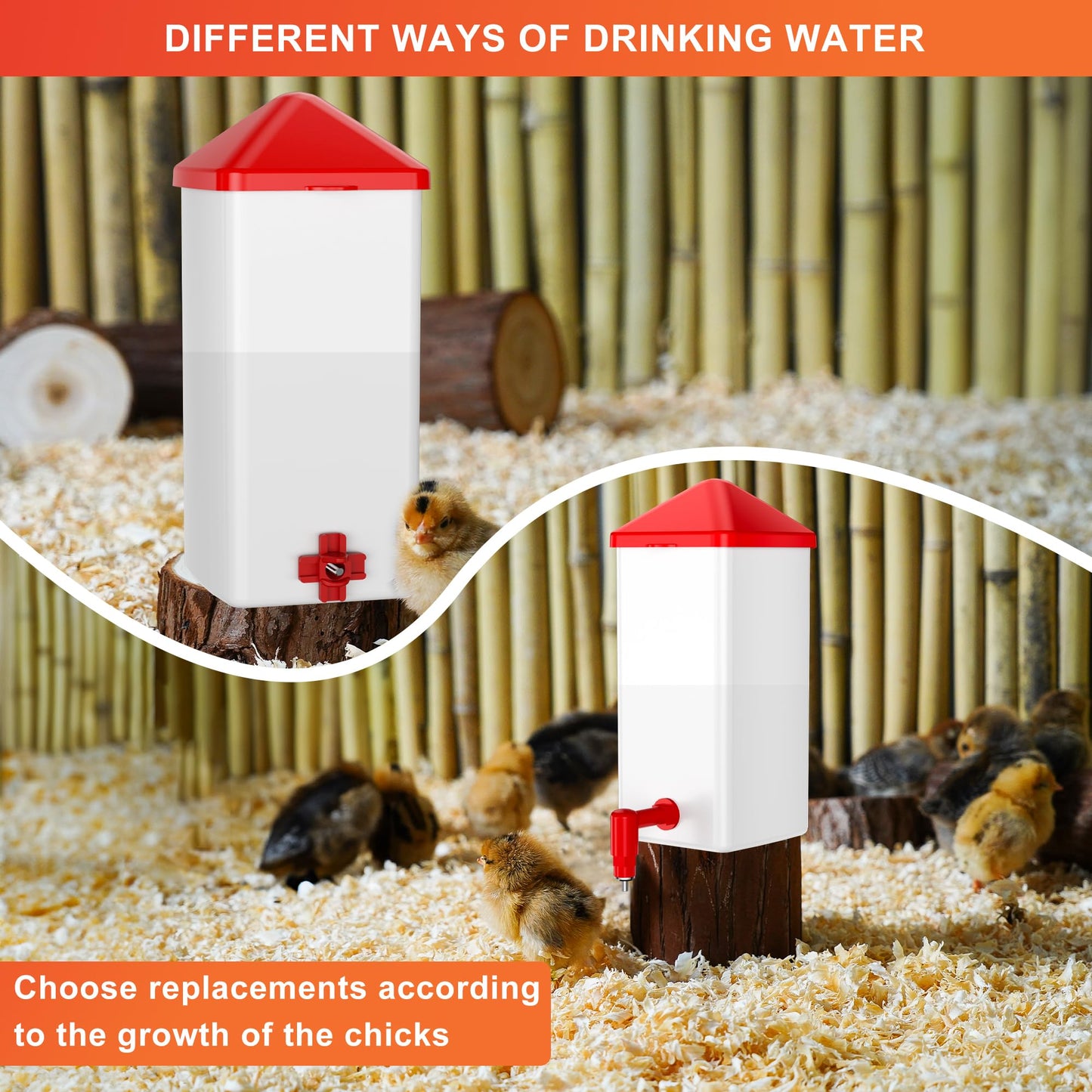 ZenxyHoC Baby Chick Waterers 2 * 0.26 Gal with Versatile- and Horizontal Nipple Drinkers