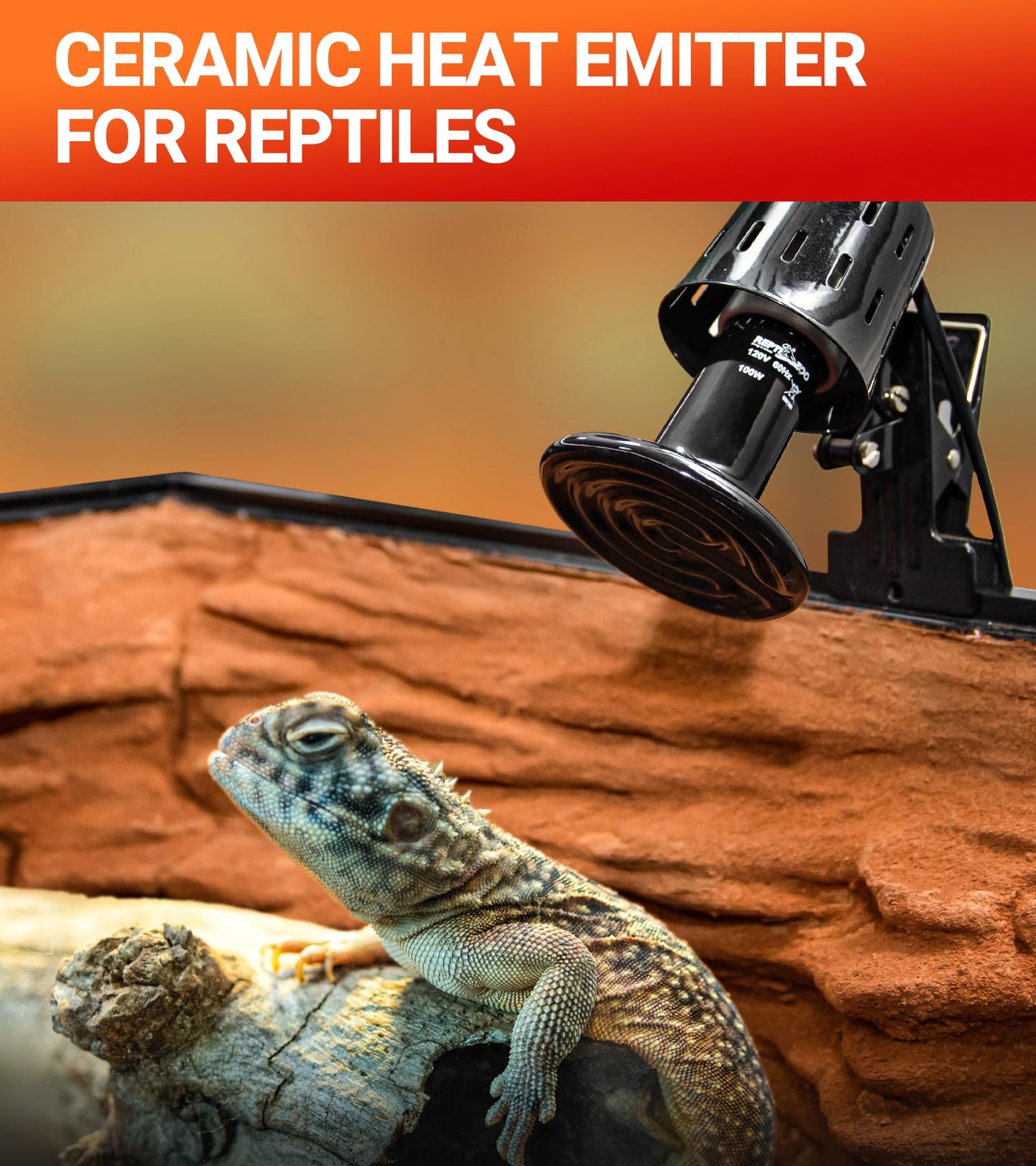 REPTI ZOO 100W Reptile Heat Lamp 2Pack Ceramic Heat Emitter Night Heat Lamp Bulbs Reptile Terrarium Heat lamp Tank Heat Bulb for Turtle Bearded Dragon Gecko Lizard Snake Chicken E26