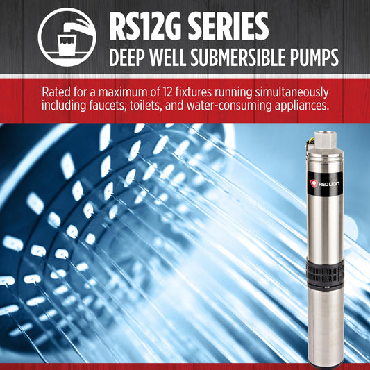 Red Lion RS12G07-3W2V 4-inch Premium Submersible Deep Well Pump with Stainless Steel Discharge, 3/4 HP, 12 GPM, 3-Wire, 230 Volt, Steel, 14942378