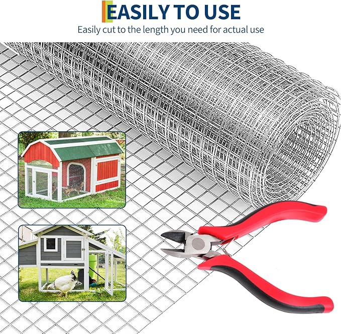 Hardware Cloth 1/2 Inch - 48in x 50ft Heavy Duty Galvanized Chicken Wire Mesh Roll, Hot-Dipped After Welding for Chicken Coop, Rabbit Cages & Garden Fencing – Poultry Netting & Chicken Wire Fencing