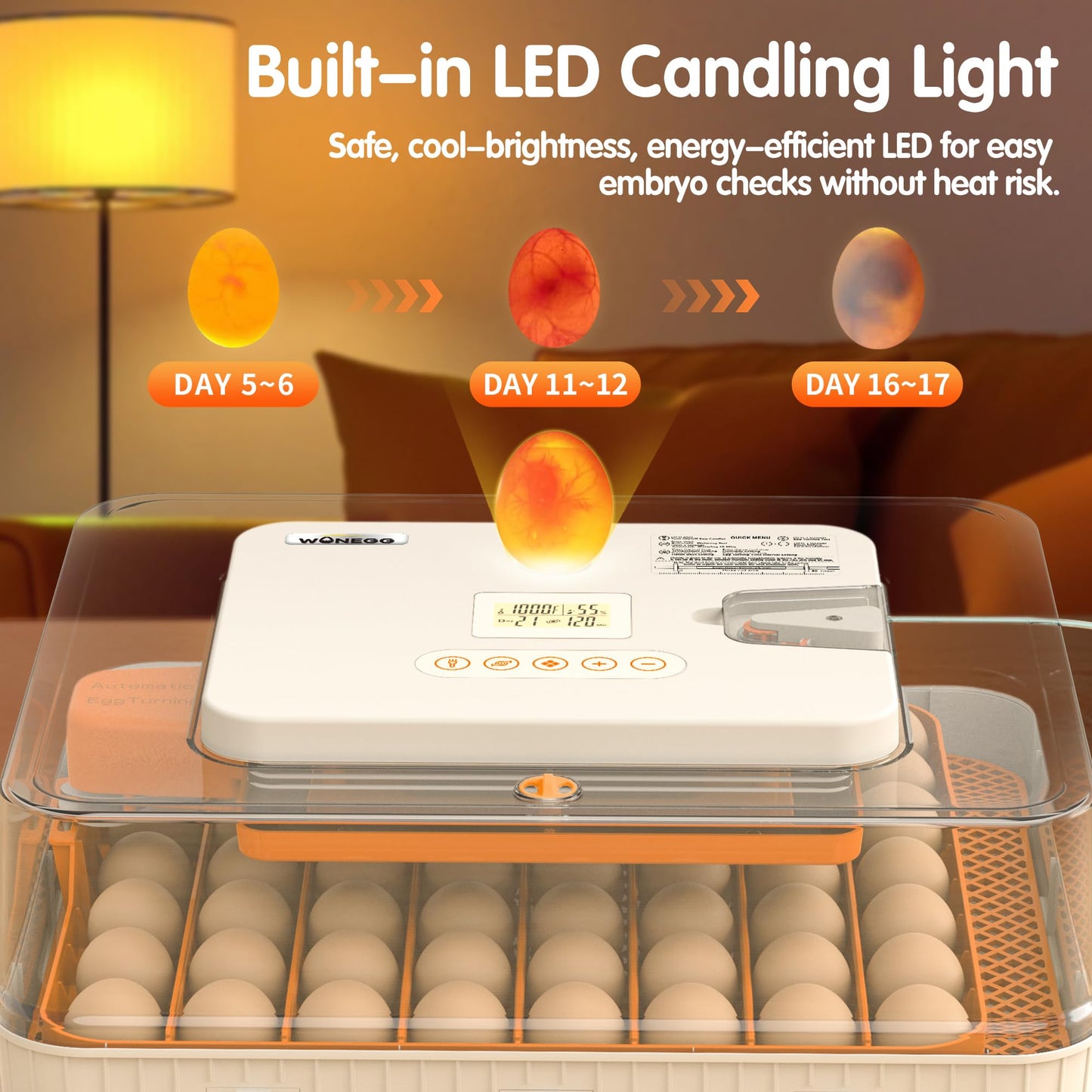 WONEGG 56 Eggs Incubators for Hatching Eggs - Automatic Egg Turner with Temperature and Humidity Control, Egg Candler, Incubator for Hatching Chicken, Duck, Goose, Pigeon, Quail, Parrot Eggs