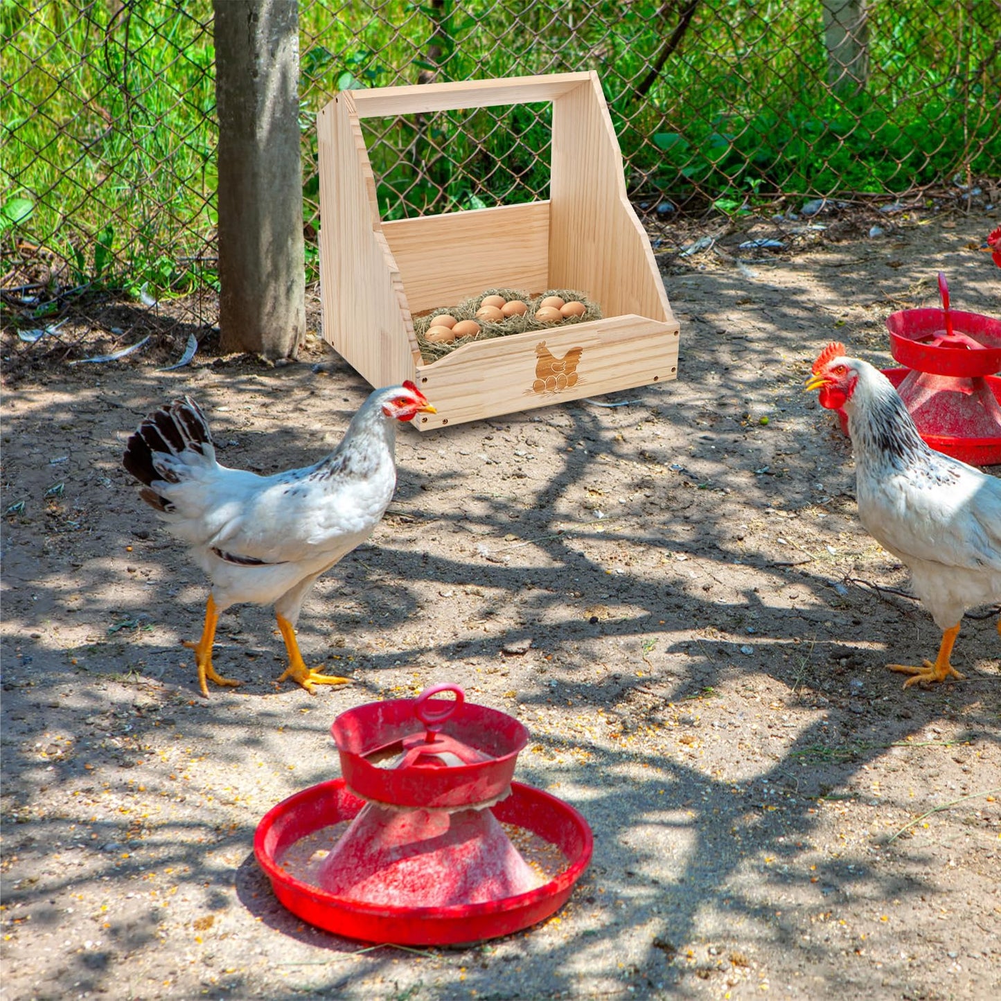 YIMITEE Chicken Nesting Box, 15"x13.5"x15" Wooden Chicken Coop with Pad, Wall-Mounted Nest Box for Laying Eggs, Large Single Compartment Hen Laying Boxes for Duck, Bird, Dove, Poultry, Farm