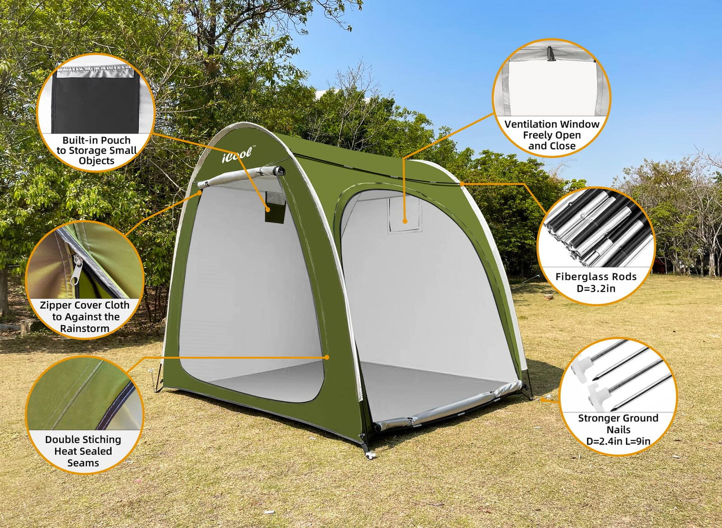 Outdoor Bike Covers Storage Shed Tent, Outdoor Motorcycle Storage shed, Neat Tent Bicycle Cover, Waterproof Storage of 4 Bicycles or Motorcycle (Green)