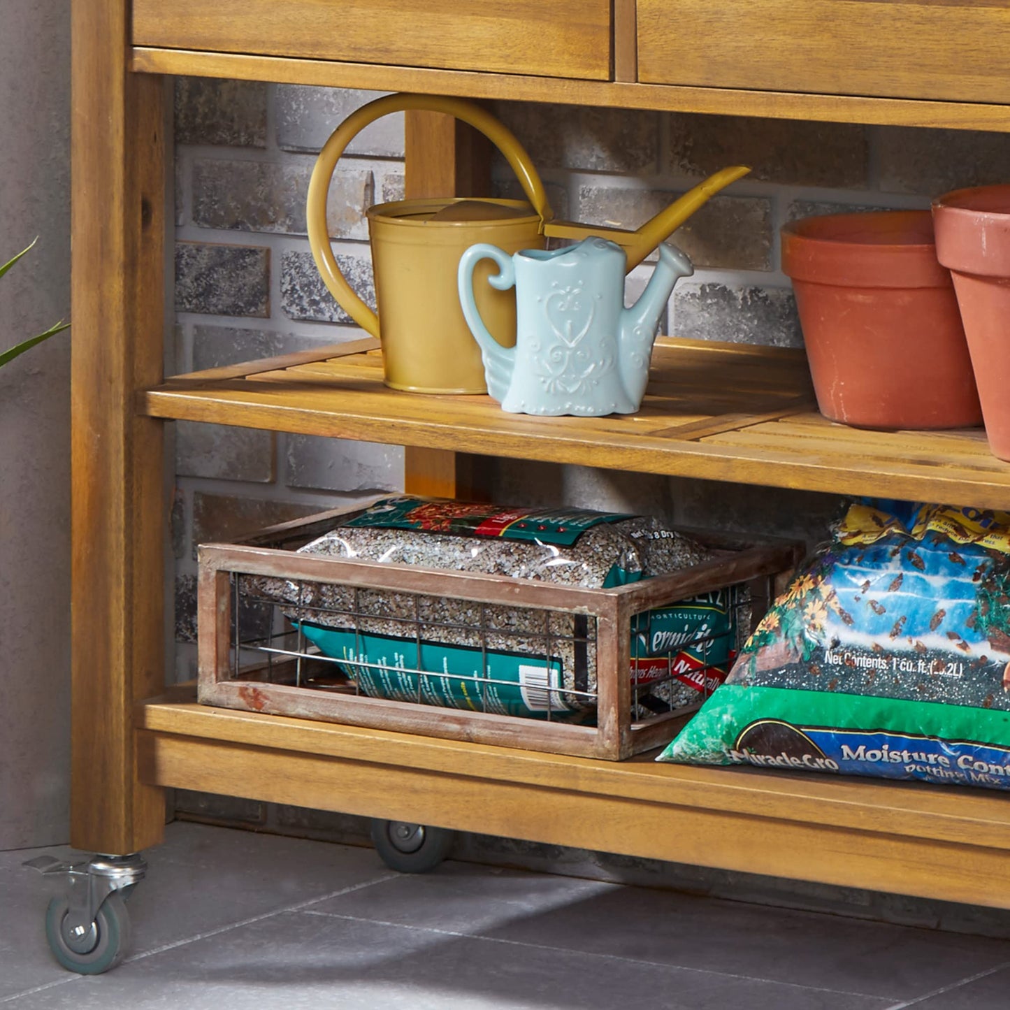 Homestyles Maho Golden Teak Potting Bench