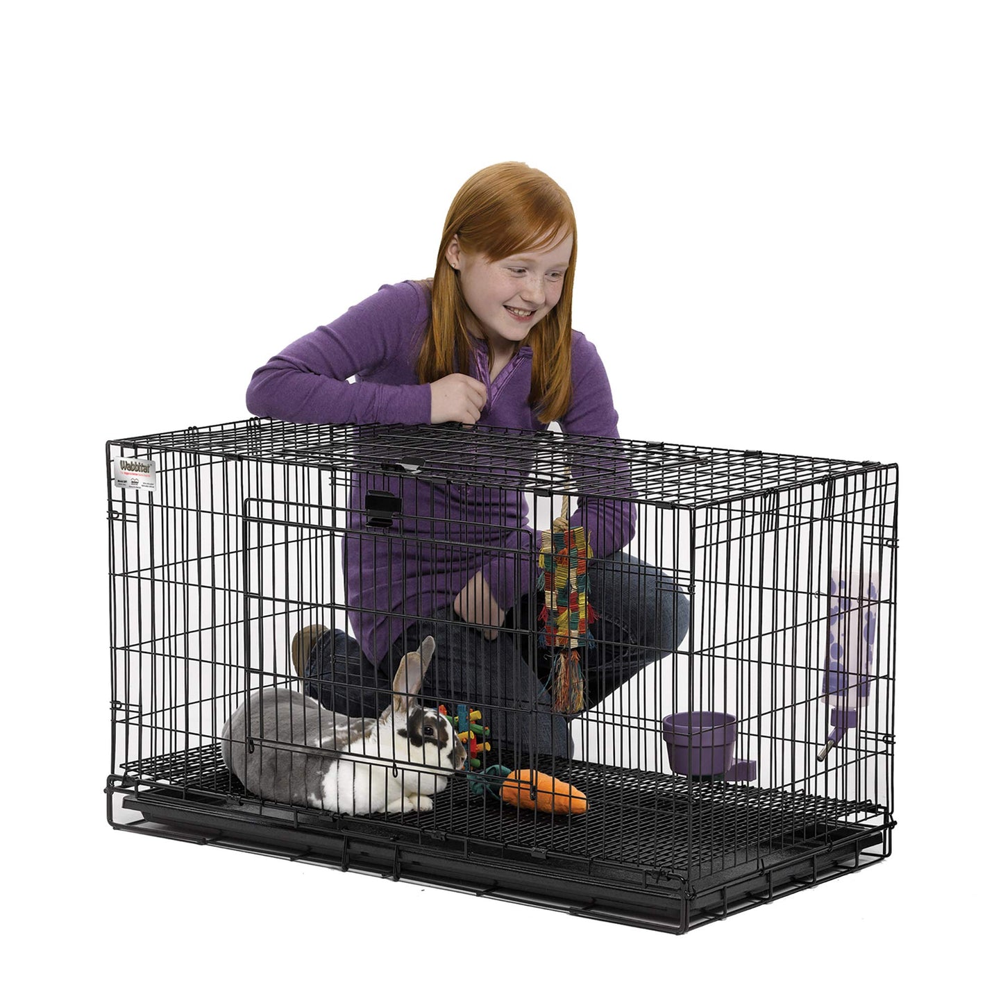 MidWest Homes for Pets Medium Wabbitat Rabbit Cage, Grid Mesh Floor, Removable Tray, Top & Front Door Access, Rust Resistant Finish, No Tools Required