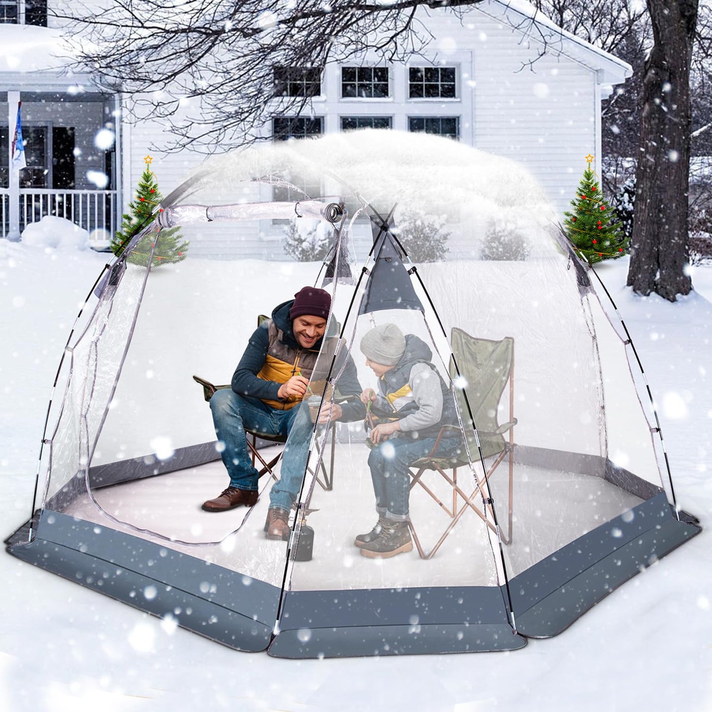 10'x10' Clear Bubble Tent, ZXPLO 4-6 Person Gazebo Screen House Room, Weather Proof Cold Protection Shelter for Sports, Outdoor, Backyard, Patios