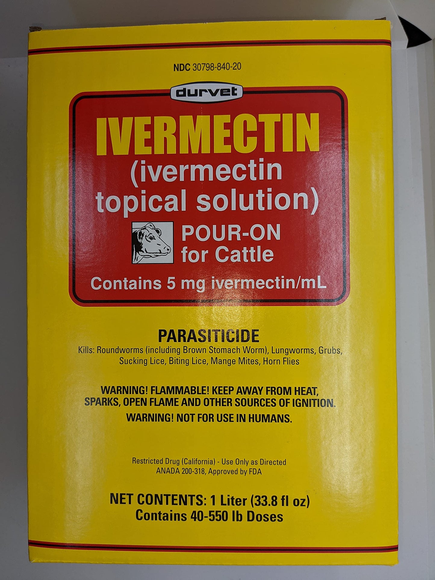 Durvet Ivermectin Pour-On for Cattle 1000 mL