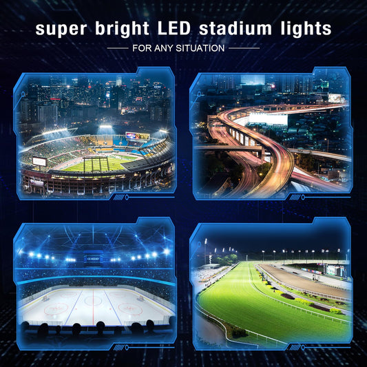 Tomourd Stadium Lights Outdoor LED, 600W Heavy-Duty Sport Court Floodlight Super Bright Commercial Arena Light Daylight IP66 10KV Waterproof Round for High Mast Ideal Large Field Lighting