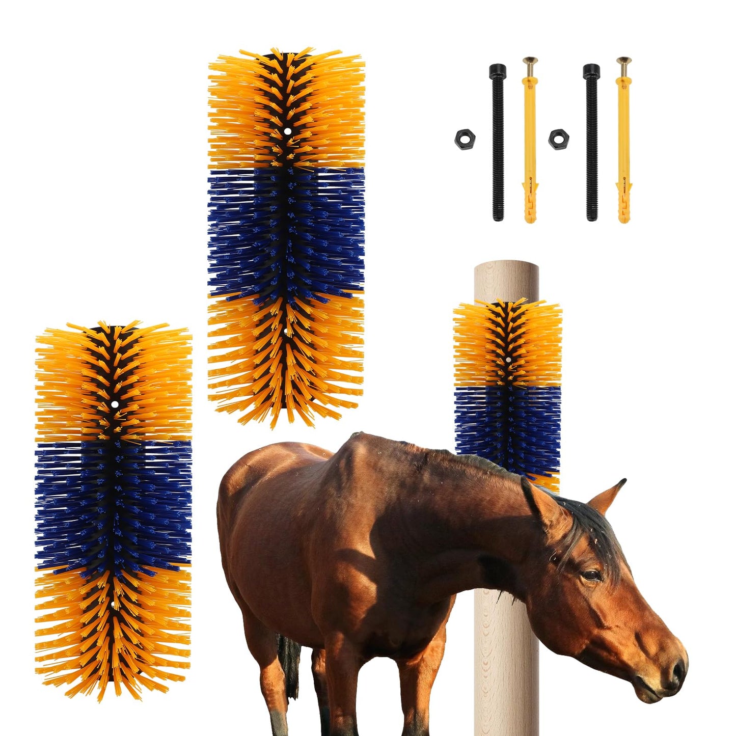 Livestock Scratch Brush with Screws, Grooming Brushes for Cow, Horse, Goat, Livestock Brushes For Scratching,Relieve Itching on the Back for Cow Cattle Sheep Horses Pigs (1PCS)