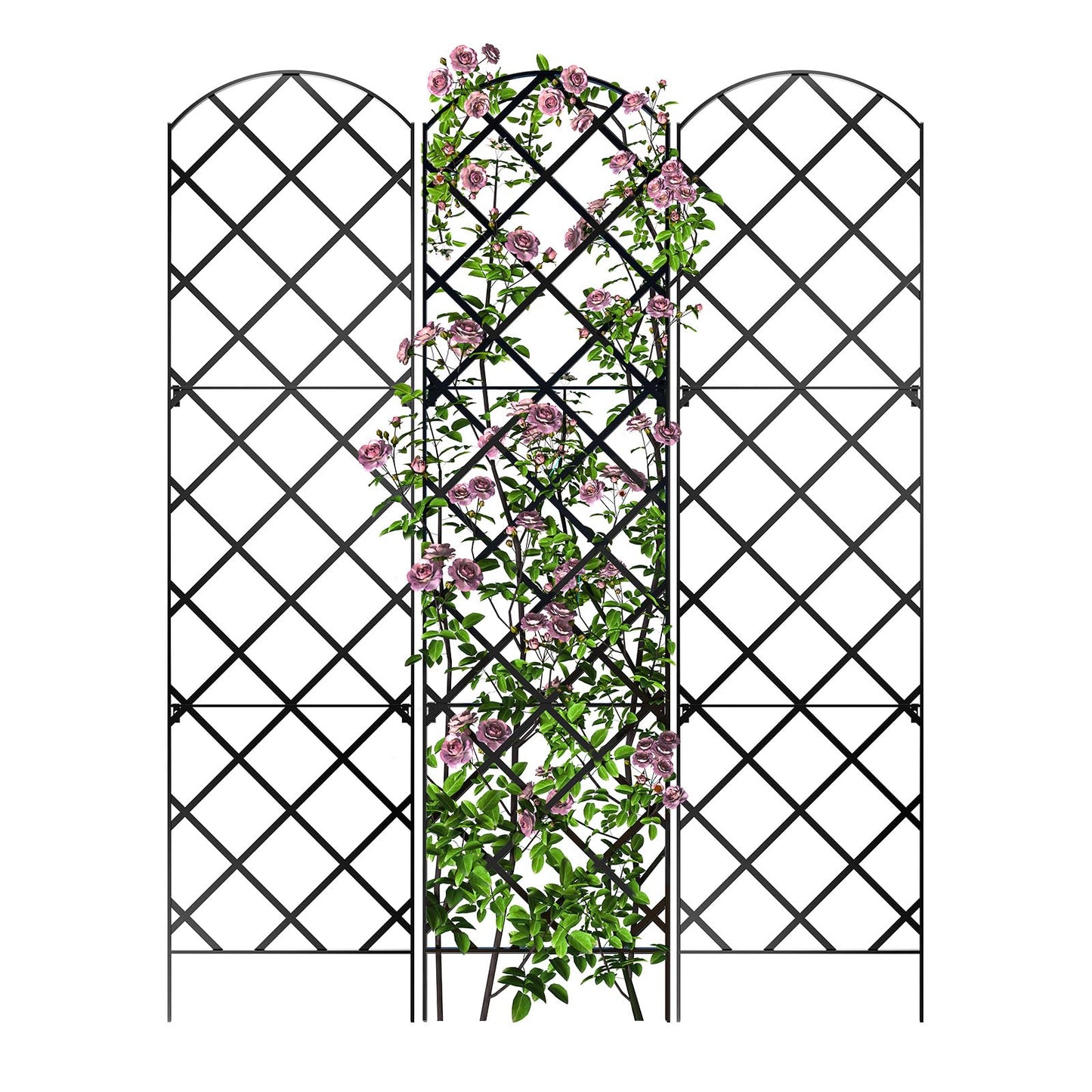 Giant Trellis, 108" High (9' Tall) by 28" Wide, Set of 3 Trellises Bundled with Plastic Plant Twist Ties