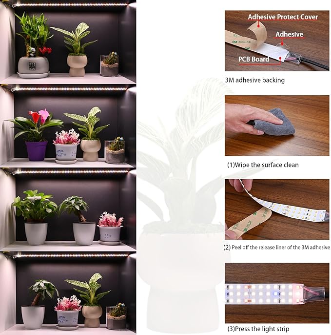 16.4FT LED Plant Grow Light, 2100LEDs Full Spectrum Grow Lamp with High PPFD, 24V 120W Cuttable Plants Growing Light Strip Flexible Self Adhesive for Seedlings Veg Flower
