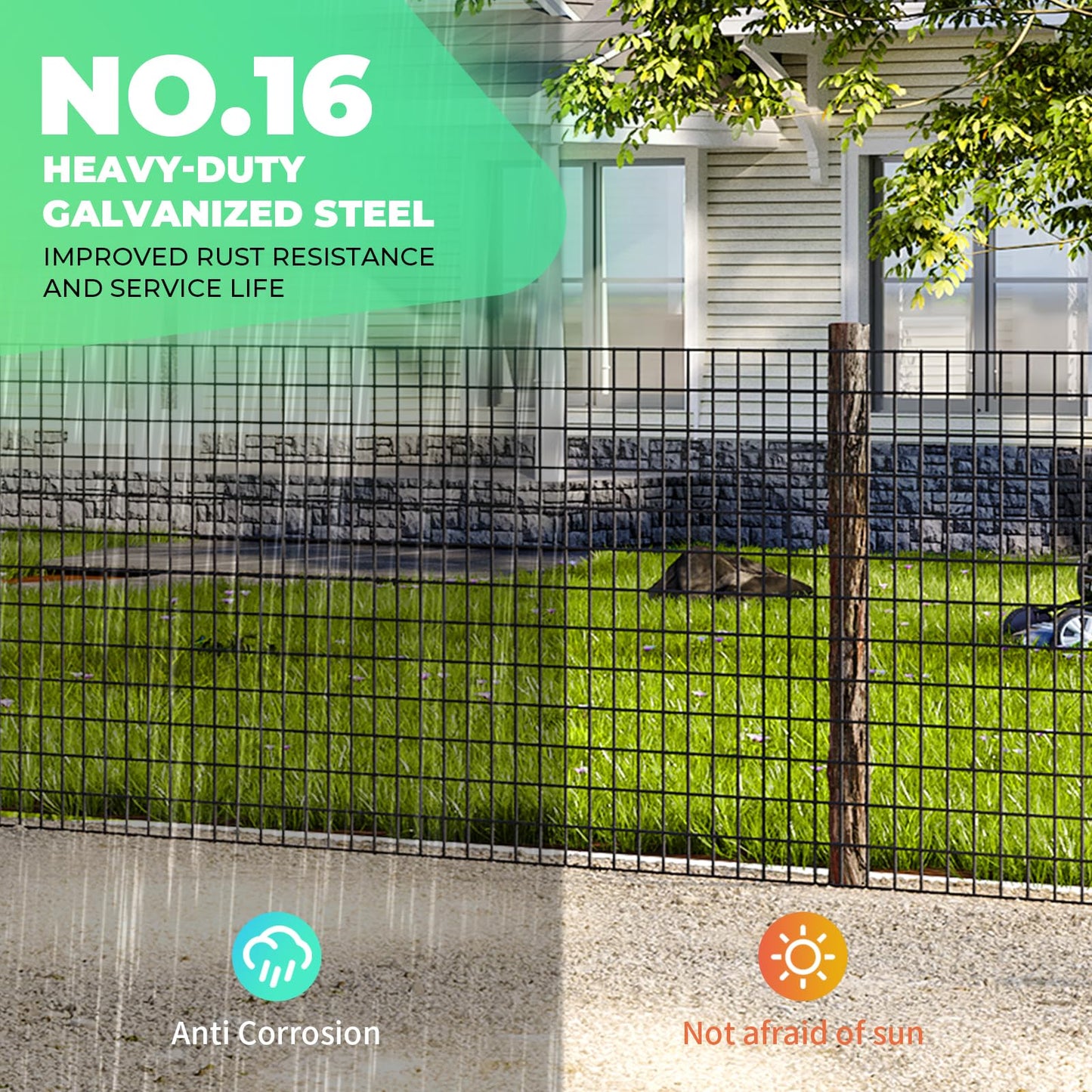 Garden Fence Black PVC Coated Welded Wire Fencing 24 Inch x 100 Foot, 2 Inch x 3 Inch 16GA, Garden Border Fencing Roll Vinyl Coating Metal Wire Mesh for Yard Vegetable Plant Protection Poultry Netting