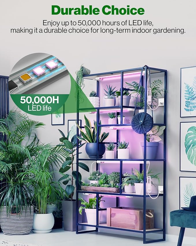 Sunco 2ft Grow Light LED, 20W, Full Spectrum, for Seed Starting, Seedling, Indoor Plants, Plug in Suspended Fixture, Link Up to 8, Inline Switch, ETL 2 Pack.