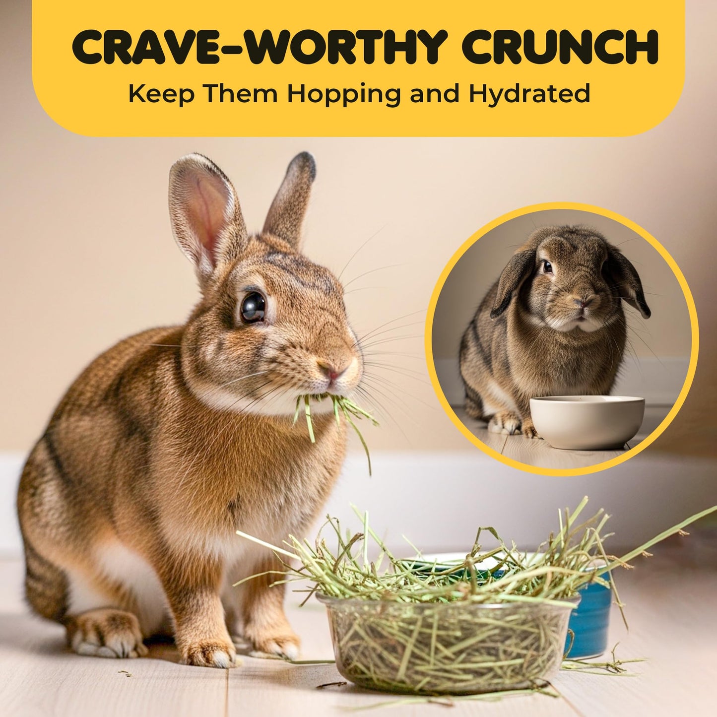 SunGrow Timothy Food, Ideal for Rabbits, Guinea Pigs, and Chinchillas, High-Fiber Hay for Digestion & Oral Care, Tasty Complement to Pets' Daily Meals, Vacuum-Sealed, Greenish Brown Grass, 3.5 oz