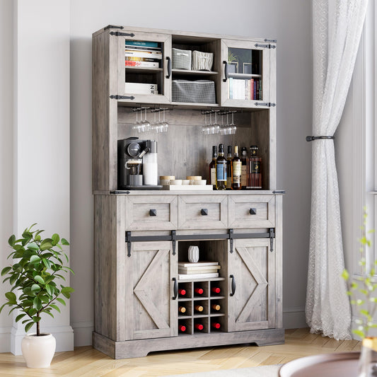 GarveeHome 72" Farmhouse Bar Cabinet