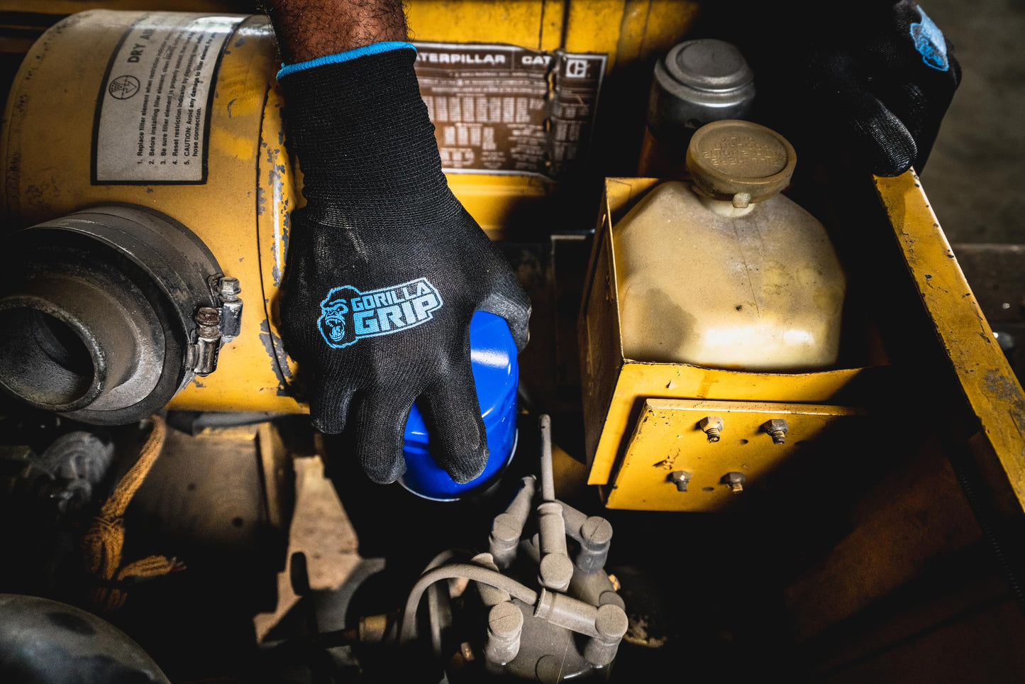 Gorilla Grip Work Gloves, Never Slip Maximum Grip All-Purpose, Gloves for Men, Superior in Wet, Dry, Oily Conditions, Polymer Palm, Large Size, 120 Pairs, Black/Blue| 19412AM
