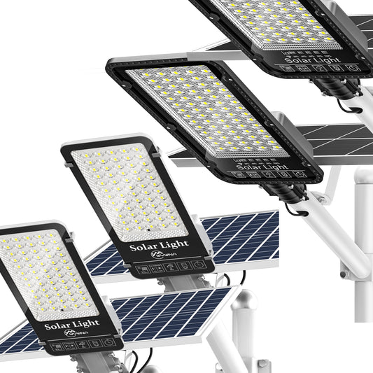 WYWNA 2 Pack 8000W +2PACK 6000W Solar Street Lights Outdoor - 6500K Solar Parking Lot Lights Commercial Dusk to Dawn, Heavy Duty Split Type LED Solar Street Light Remote Control