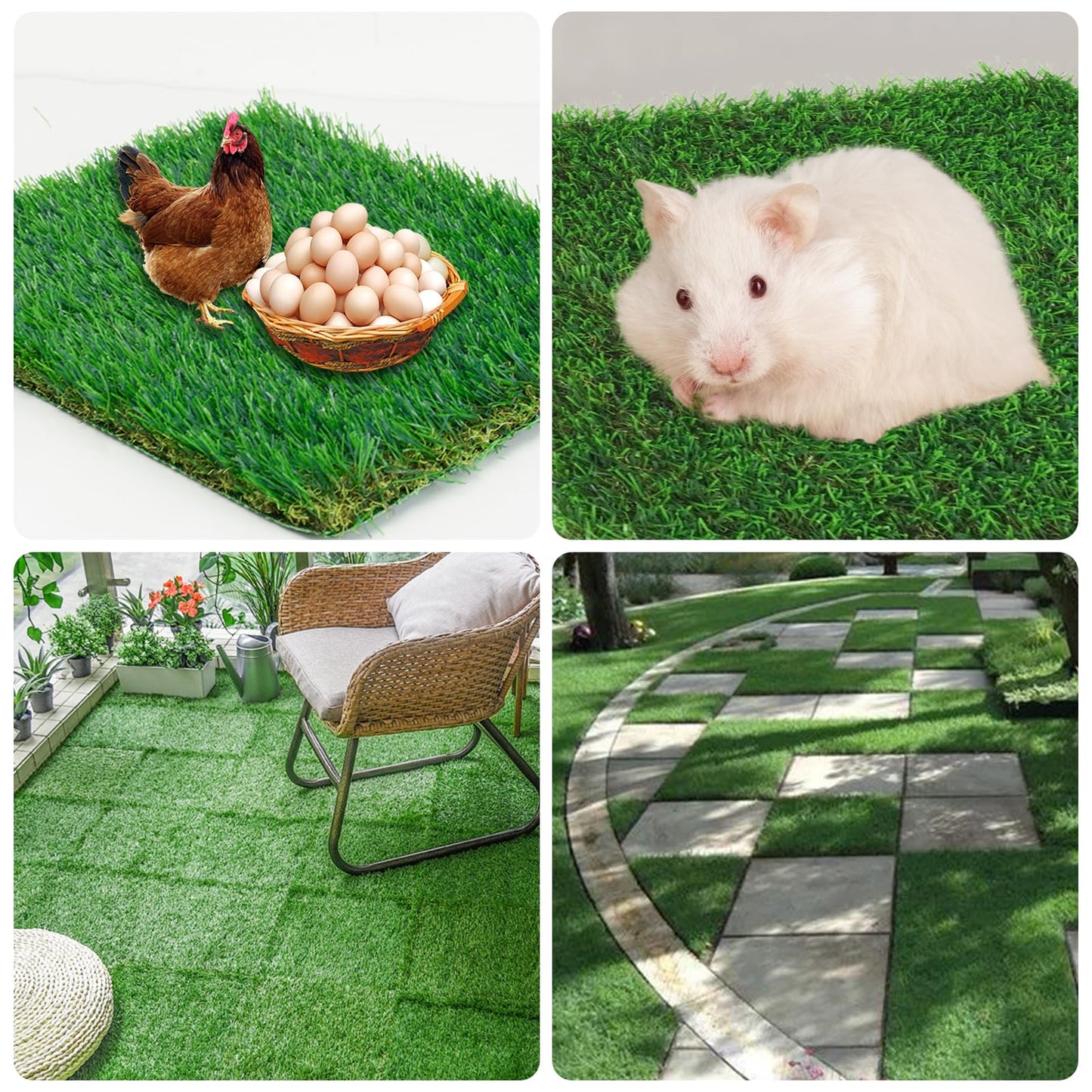 Chicken Nesting Box Pads , Washable Artificial Grass Nesting Mats Cuttable Chickens Nest Box Bedding Liners Reusable Nesting Pads for Chicken Coop Egg Duck Chicks Goose 12x12x1.35inch (6PACK)