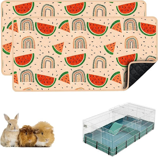 Guinea Pig Bedding, 49x24in 2 Pack Washable Guinea Pig Cage Liners, Waterproof Reusable & Anti Slip, Super Absorbent Guinea Pig Pee Pad for Midwest Cage, Small Animal, Rabbit, Bunny