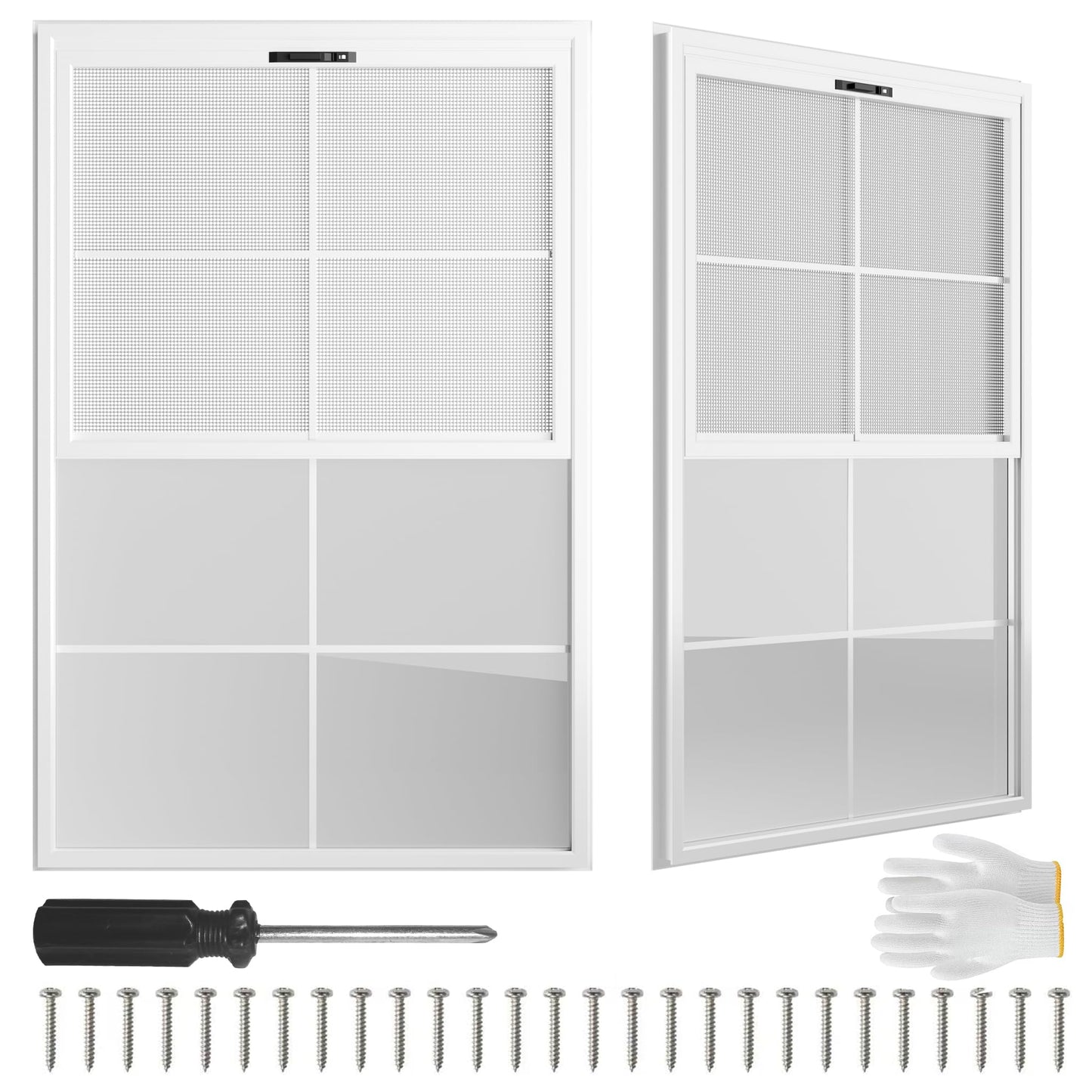 2 Pack 24" x 36"Shed Window, with Plastic Glass and Fiberglass Screen for Shed, Chicken Coop, Playhouse, Household, Garage