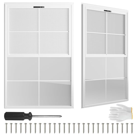 2 Pack 24" x 36"Shed Window, with Plastic Glass and Fiberglass Screen for Shed, Chicken Coop, Playhouse, Household, Garage