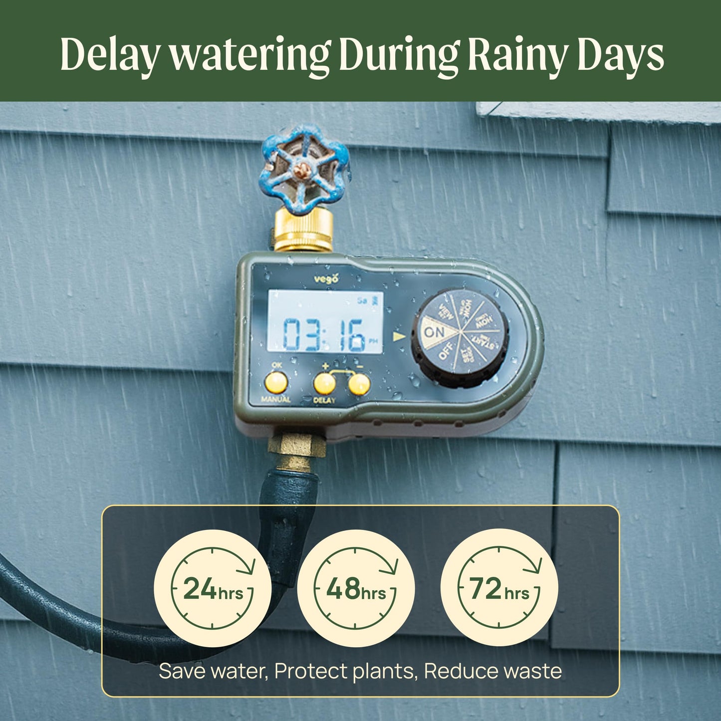 1 Zone Watering Timer with Brass Inlet & 40ft Drip Irrigation System for Raised Garden Beds