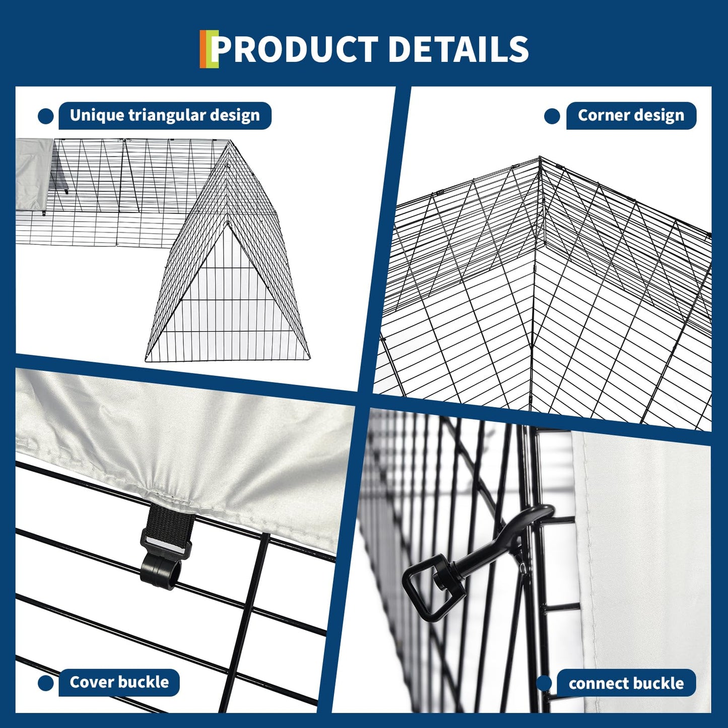 Chicken Tunnels for Yard, Portable Chicken Coop with Corner Frames, Chicken Runs for Yard with Cover, Small Metal Chicken Cage for Ducks, Rabbits