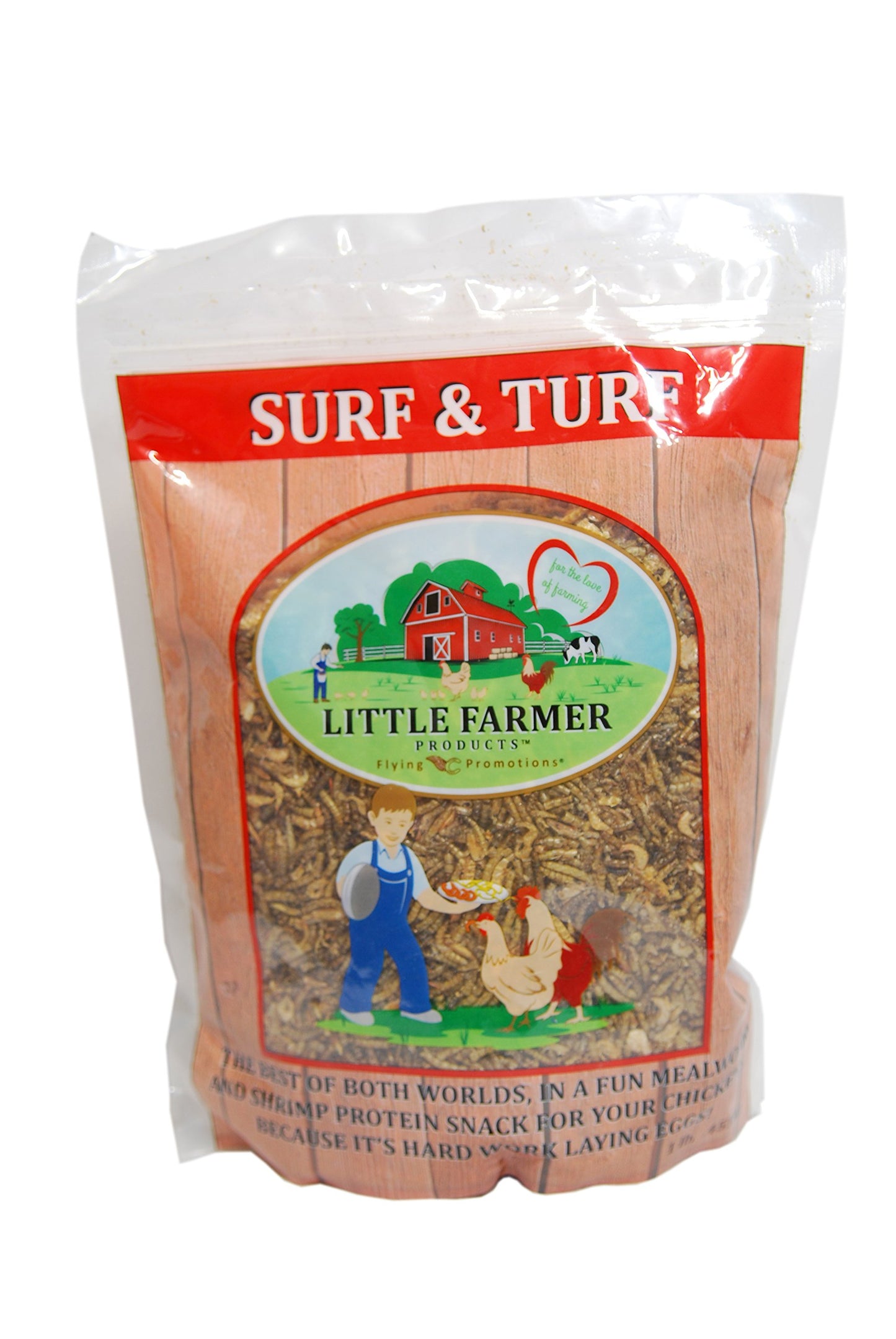LITTLE FARMER PRODUCTS Surf & Turf | Dried River Shrimp & Mealworm Chicken Treat Premium Poultry Mix | 1 lb